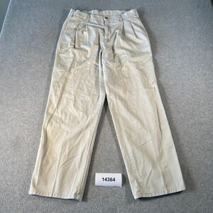 Vintage Duxbak Chinos Mens 34x29 Khaki Excellent Pleated Cotton Made in USA